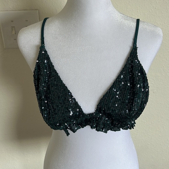NWT Free People Intimately forest pool combo Sequin Lace Bralette - Picture 11 of 13